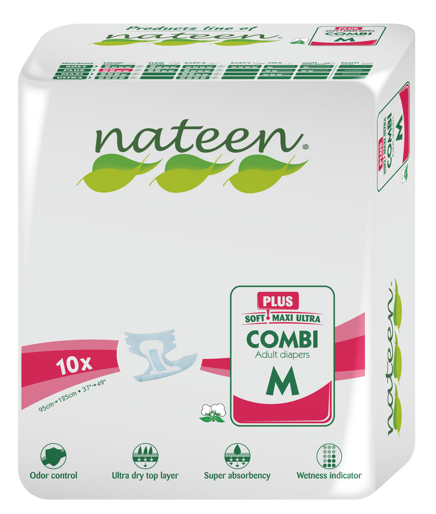 Nateen - Combi Plus - Adult Diaper (Medium) >2450ml - thequalitycarestore.com