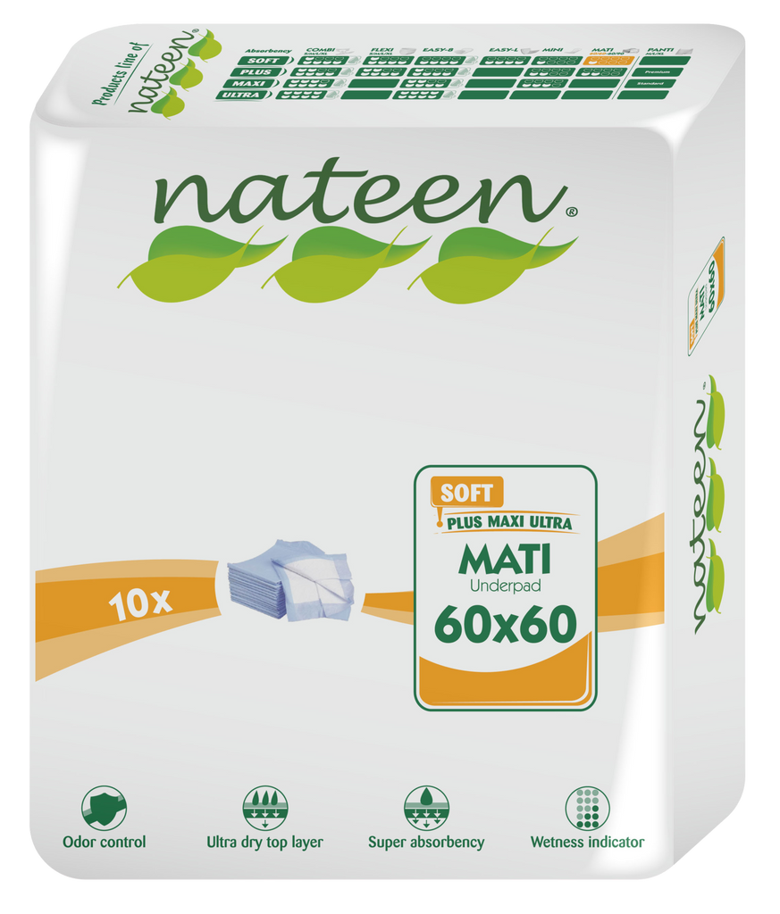 Nateen - Mati Soft - Bed Pads (60*60cm) >500ml - thequalitycarestore.com